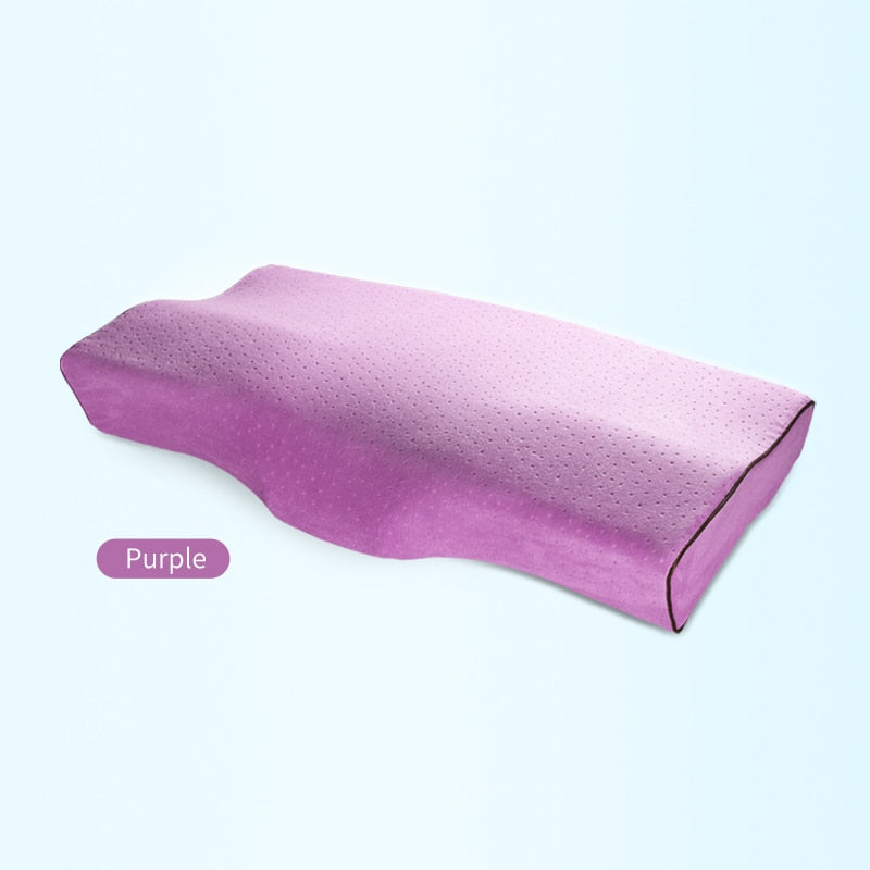 Memory Foam Bed Orthopedic Pillow Neck Protection Slow Rebound Memory Pillow Butterfly Shaped Health Cervical Neck Size 60/50 cm