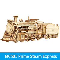 Robotime Rokr Wooden Mechanical Train 3D  Puzzle Car Toy Assembly Locomotive Model Building Kits for Children Kids Birthday Gift