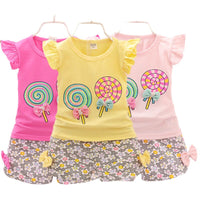 Cute Summer Baby Girls Outfits Cotton T-shirt and Short Pants Two Piece Set for Girl Princess Clothes Suit Children Clothing