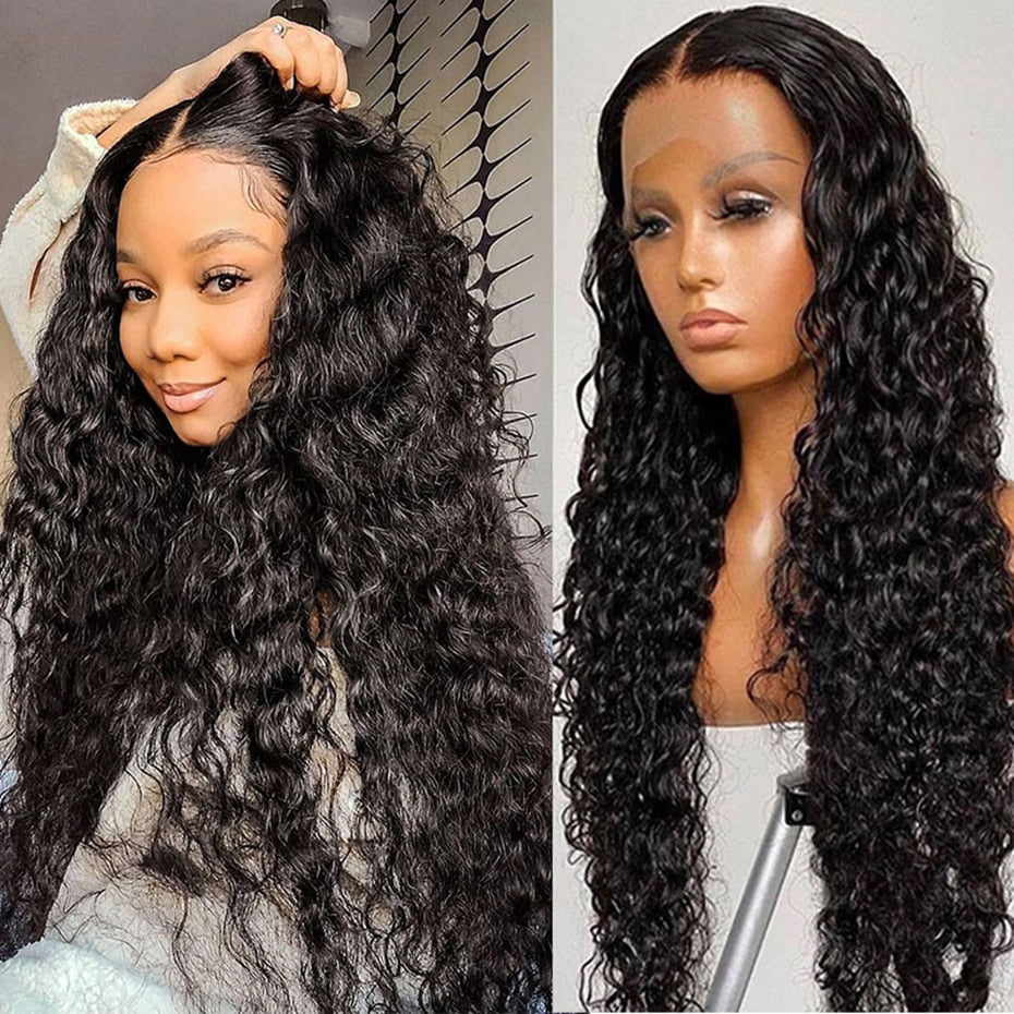 13X4 Deep Wave Hd Lace Frontal Wig Human Hair Curly Lace Front Wig Transparent Lace Human Hair Wigs 180 Density Brazilian Hair