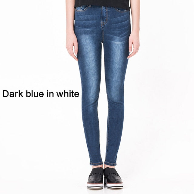 Women Jeans Casual High Waist Summer Autumn Pant Slim Stretch Cotton Denim Trousers For Woman Blue Black  100kg