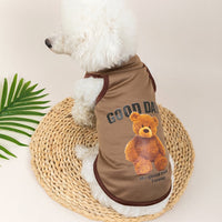 Spring Summer Dog Vest Thin Breathable Puppy Clothes Cute Bear Printed Cat T-shirt Sleeveless Chihuahua Pullover Pet Supplies