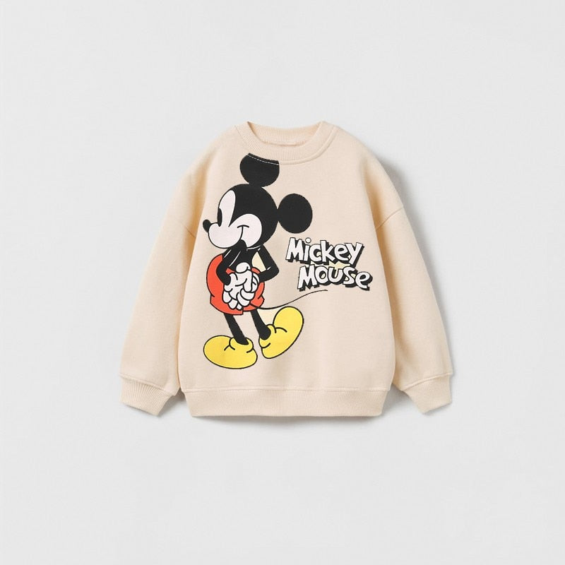 Cartoon Printing Tshirt For Boys Girls Mickey Mouse Sweatshirts Toddler New Long-sleeved Tops Casual Loose Crew Neck Pullovers