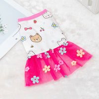 Dogs Clothing Dog Sweater Dress Dog Princess Dress Pet Small Costume Bow Cute Summer Floral Crew Neck Dress Pet Supplies