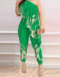 2023 Sexy New Fashion Printed One Shoulder Jumpsuit