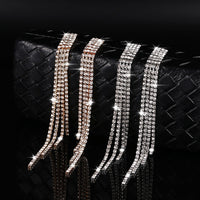 New Luxury Rhinestone Crystal Long Tassel Earrings for Women Bridal Drop Dangling Earrings Party Wedding Jewelry Gifts