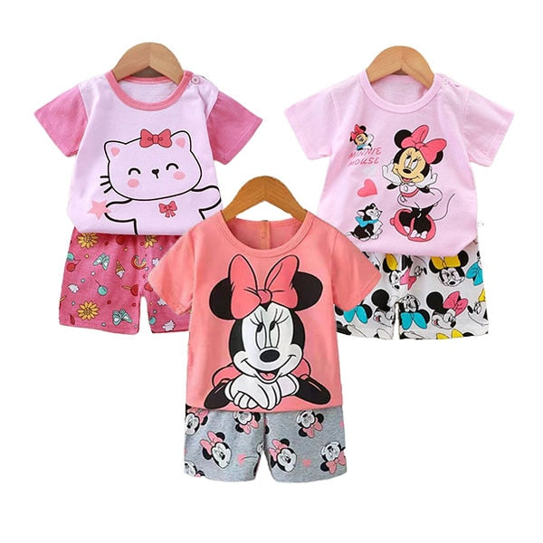 Summer Infant Newborn Short Sleeves girls Clothes Suits Tops + Pants Baby Toddler girls Clothing Sets Kids Children Girl Outfits
