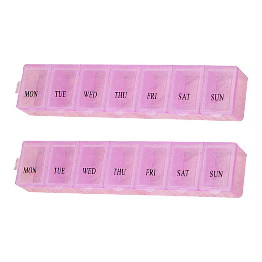 2Pcs/set Pill Case Plastic 7 Days Tablet Candy Box Portable Storage Tablet Holder Travel Organizer Pill Dispenser Container