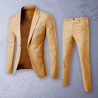 Sexy 2Pcs/Set Groom Suit Pure Color Wedding Blazer Pant Set Slim Men