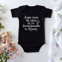 Hand Picked For Earth By My Great Grandpa In Heaven Printed Newborn Baby Bodysuit Cotton Body Baby Girl Boy Romper Clothes