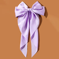 Solid Color Big Large Satin Bow Hairpins Barrettes For Women Girl Wedding Long Ribbon Korean Hair Clip Hairgrip Hair Accessories