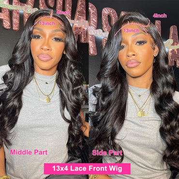 Body Wave Lace Front Wig Human Hair 13x4 Transparent Lace Loose Brazilian