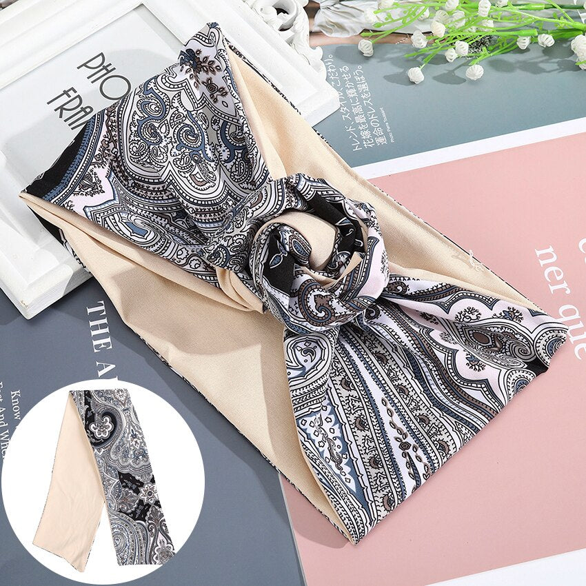 Levao Flower Printing Bandana Wire Headband Knotted Fashion Scarf Hairbands Hair Accessories for Women 2022 New Headwear