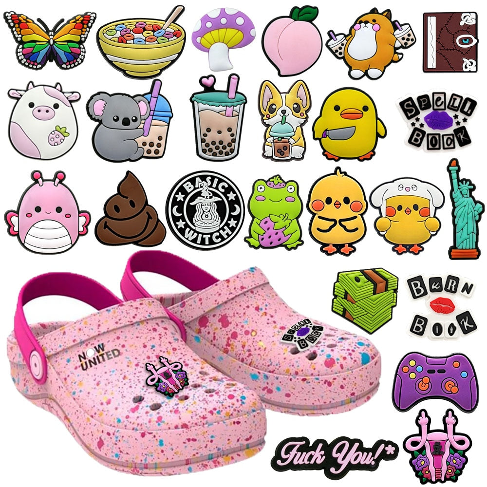 1pcs Kawaii Croc Charms Accessories Sneakers Animals Shoe Decorations Pins for Croc Woman Men Halloween Croc Jeans