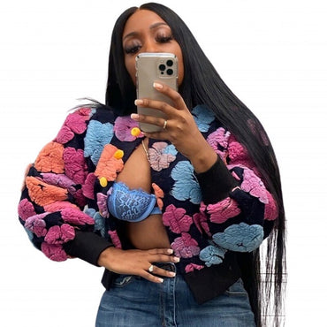 Dashiki African Casual Loose Jacket Woman Jacket Bomber Jacket Women Colorblock Coat Women Winter Spring Autumn New Sports Style