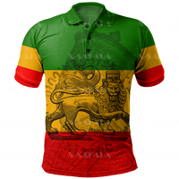 Lion Of African Ethiopian Nation Reggae 3D Print Polo Shirt Mens Collar Short Sleeves StreetWear Casual Tops New Summer Clothing