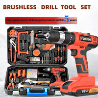 68VF Brushless Cordless Drill Complete Tool Kit Toolbox Electric Tool Set