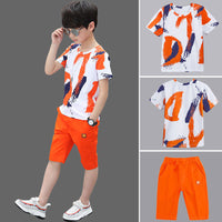 Boys Clothing Sets Summer 2019 Cotton Teenage Kids Boys Suit For 4 6 8 10 12 14 Years Children Short Sleeve Shirt Shorts Set