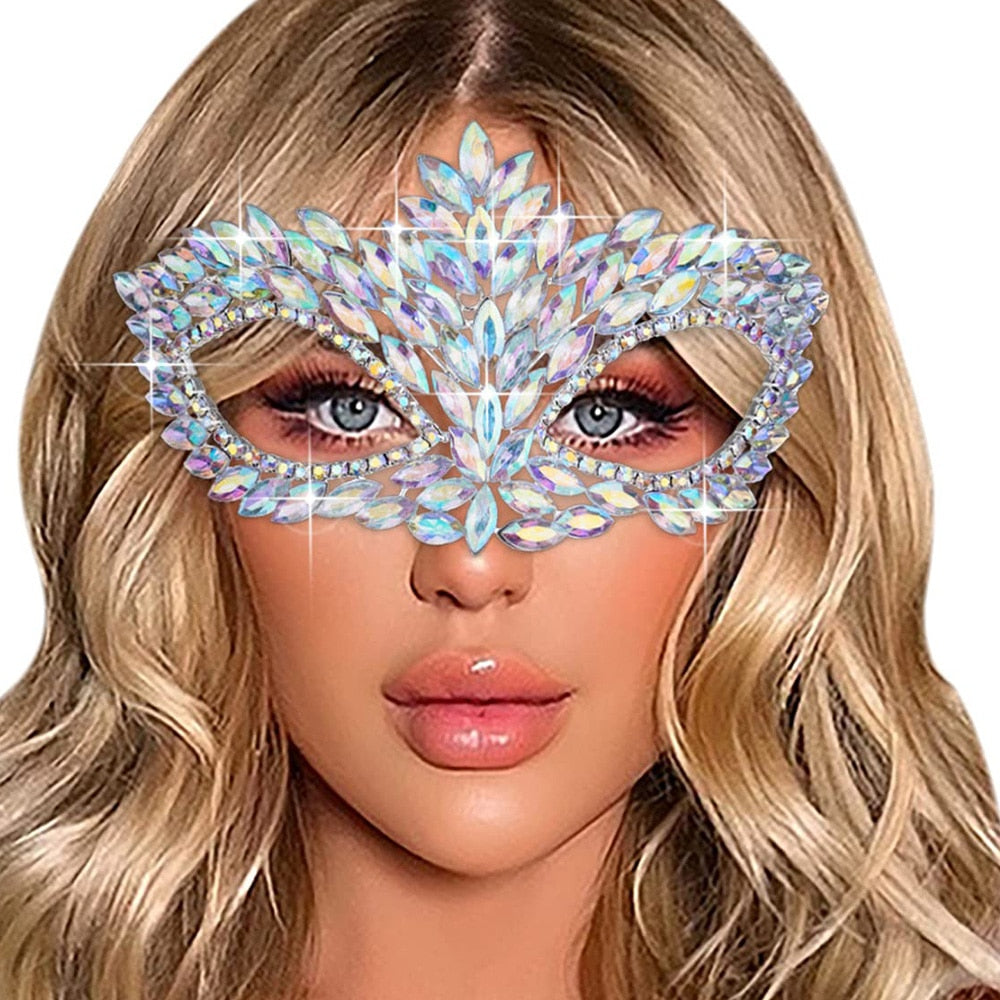 Stonefans Masquerade Mask for Crystal Venetian Party Decor Mardi Gras Sexy Masks Costume Accessory for Women Halloween Fashion