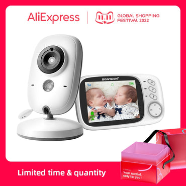 Babyphone sans fil VB603 avec moniteur vidéo LCD, dispositif de surveillance de bébé avec caméra de sécurité et vision nocturne, 2 voies audio et pour parler, 3,2 pouces, 2,4 G, pour babysitter