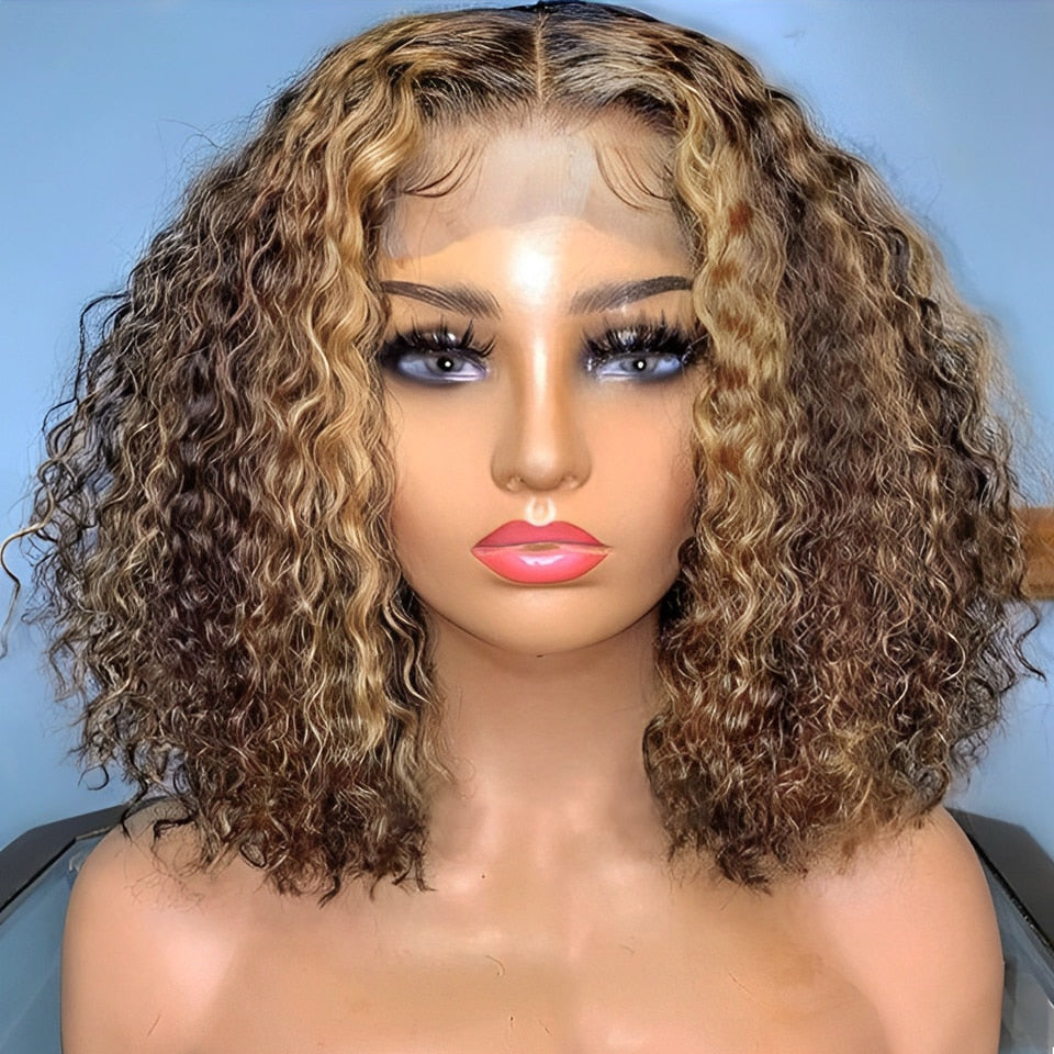 Short Bob Wig Jerry Curly Human Hair Wigs for Women Pre-Plucked 13x1x4 Lace Front Wig Transparent Lace Baby Hair Deep Wave Wig