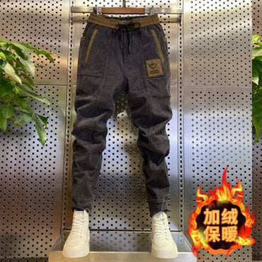 Man Corduroy Sweatpants Autumn Winter Men Baggy Joggers Fashion Streetwear Casual Fleece Harem Pants Plus Size Fashion Trousers