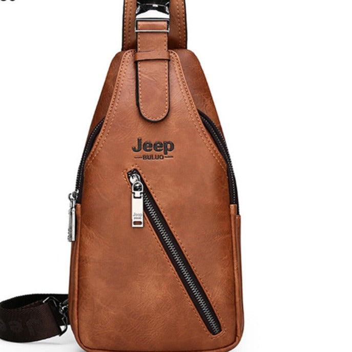 JEEPBULUO BRAND Chest Bag Men Sling crossbody bag Man's Crossbody Bag Split Leather High Quality For Man