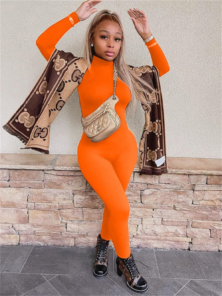 Habbris Sexy Jumpsuit Women 2022 Long Sleeve Turtleneck Rompers