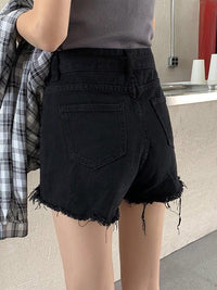 High Waist Denim Shorts Women Summer Pocket Tassel Hole Ripped Jeans Short Female Femme Short Pants