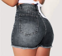 Sexy 2022 Summer New Grey Blue High Waist Ripped Denim Shorts