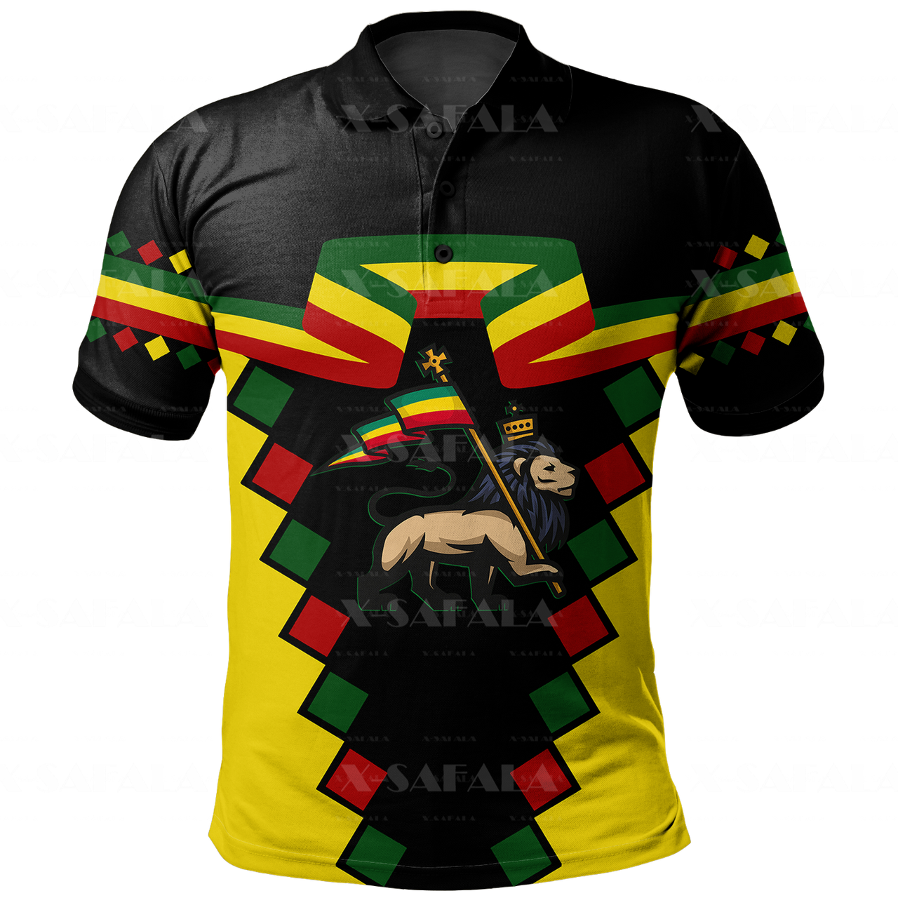 Lion Of African Ethiopian Nation Reggae 3D Print Polo Shirt Men Collar Short Sleeve StreetWear Casual Tops New Summer Clothing