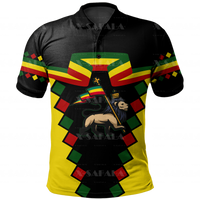 Lion Of African Ethiopian Nation Reggae 3D Print Polo Shirt Men Collar Short Sleeve StreetWear Casual Tops New Summer Clothing