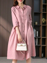 New Dresses for Women 2023 Summer Elegant French Shirt Dress Vintage LOOSE Mini Dress Office Commuting Long Robe Formal Dresses