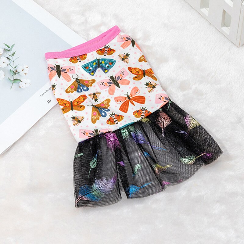 Dogs Clothing Dog Sweater Dress Dog Princess Dress Pet Small Costume Bow Cute Summer Floral Crew Neck Dress Pet Supplies