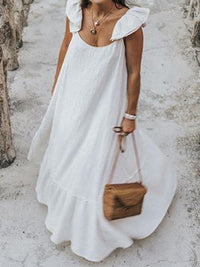 Celmia Bohemian White Maxi Dress 2023 Summer Casual Ruffles Short Sleeve O-Neck Pleated Long Dress Thin Beach Vestidos Oversized