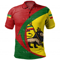 Lion Of African Ethiopian Nation Reggae 3D Print Polo Shirt Men Collar Short Sleeve StreetWear Casual Tops New Summer Clothing