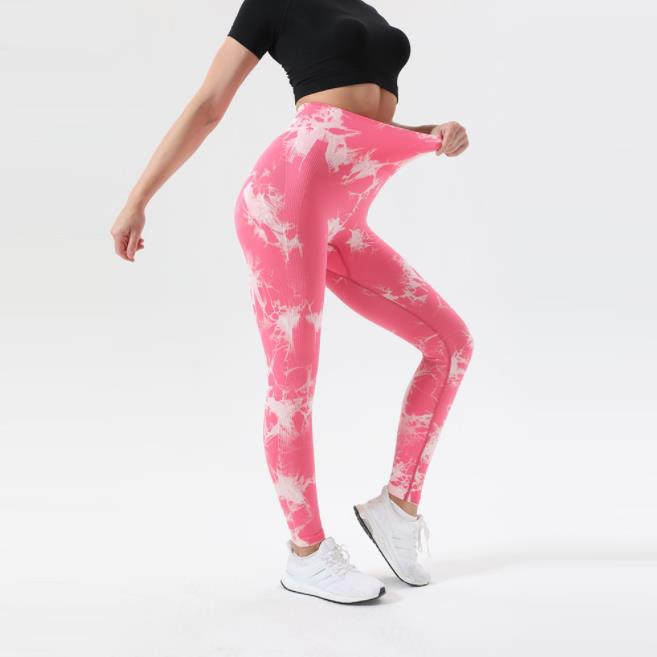 Women Tie Dye Leggings Sexy Fitness Seamless Gym Push up High Waist Sport Pants