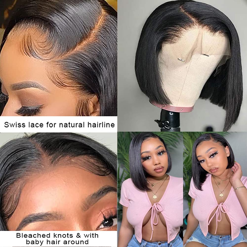 Straight Short Bob Wig Lace Front Human Hair Wigs HD Transparent 13x4 Lace Frontal Human Hair Wigs For Women Brazilian Wig