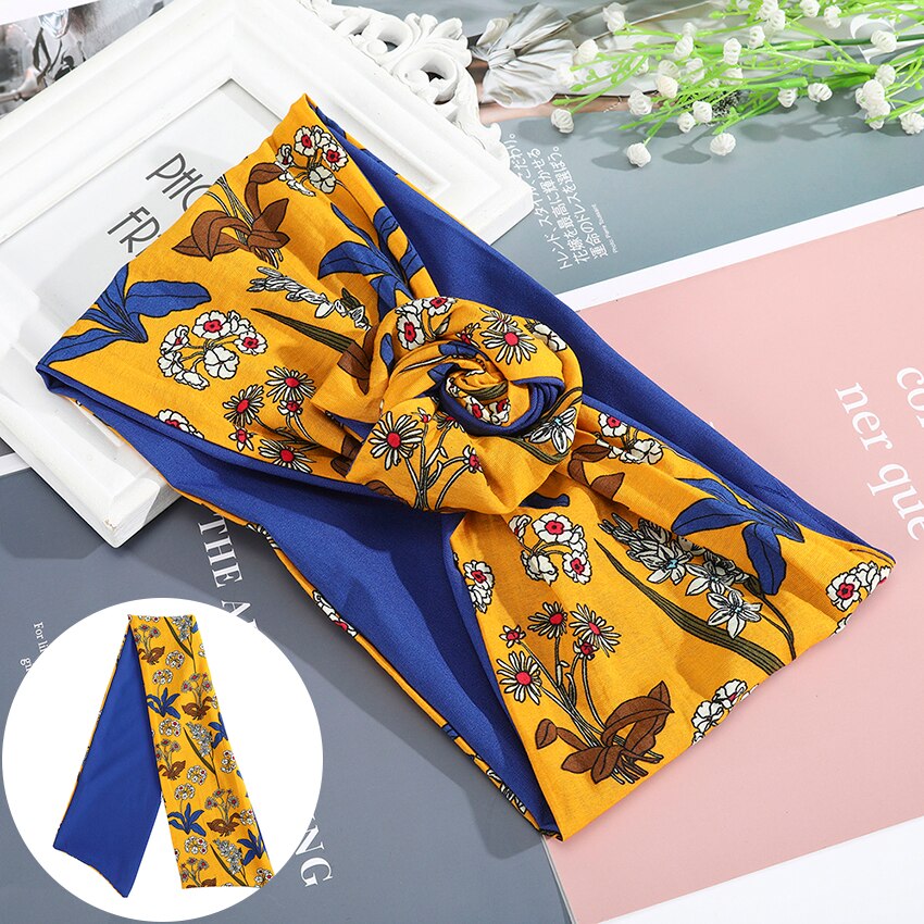 Levao Flower Printing Bandana Wire Headband Knotted Fashion Scarf Hairbands Hair Accessories for Women 2022 New Headwear