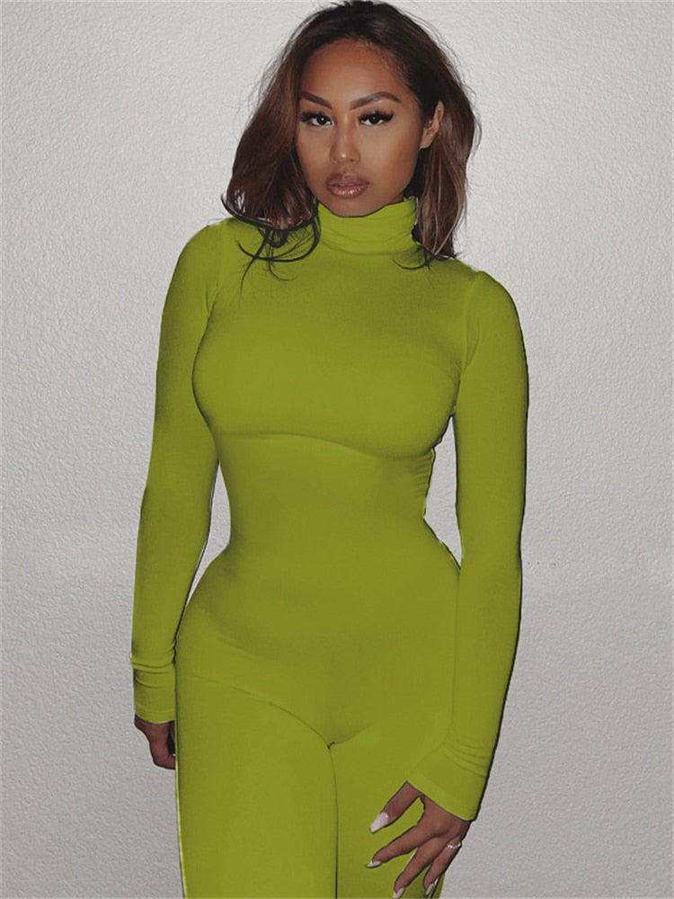 Habbris Sexy Jumpsuit Women 2022 Long Sleeve Turtleneck Rompers