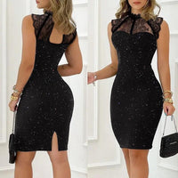 Summer Elegant Women Luxury Sexy Black Lace Dresses Sleeveless Formal Occasion Chic Mini Party Prom Short Bodycon Dress Clothes