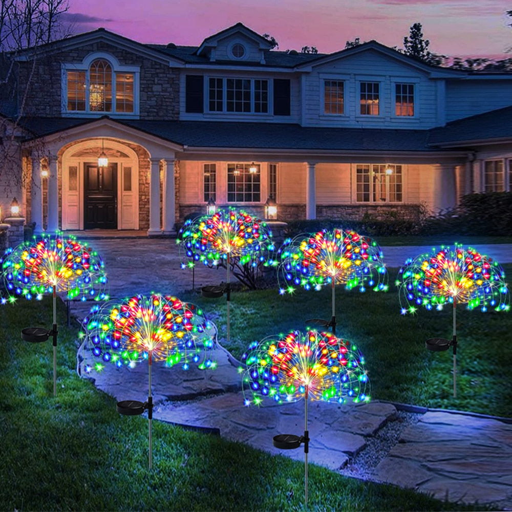 Firework Path LED Solar Firework Fairy Lights Outdoor Waterproof Lawn Pathway Garden ...