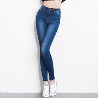 Women Jeans Casual High Waist Summer Autumn Pant Slim Stretch Cotton Denim Trousers For Woman Blue Black  100kg