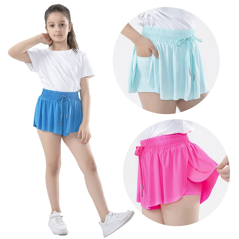 Children's Shorts 2023 New Running Tennis Short for Kids Girls Skirt-shorts Trouser Teenager Pocket Sports Pants Clothing