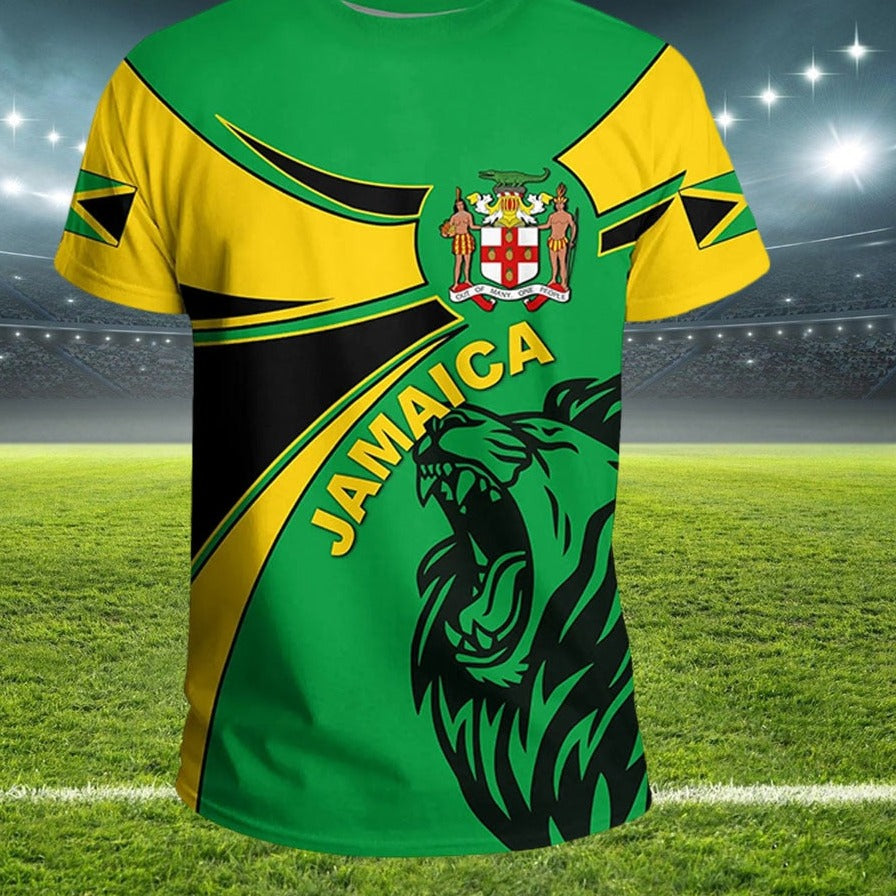 Jamaica Flag T Shirt For Men Football Jersey National Emblem Tees Soccer Team Clothing