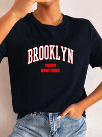 New York Brooklyn Women Graphic Printed T Shirt Girl Fashion O-neck 2023 Streewear Clothes Causal Female Y2K Tops Tee