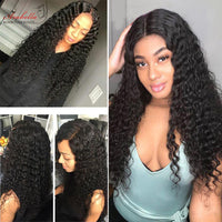 Deep Wave Lace Frontal Wig 210 Density 13x4 Transparent Lace Wig Pre Plucked Bleached Knots Arabella Remy Deep Curly Wig