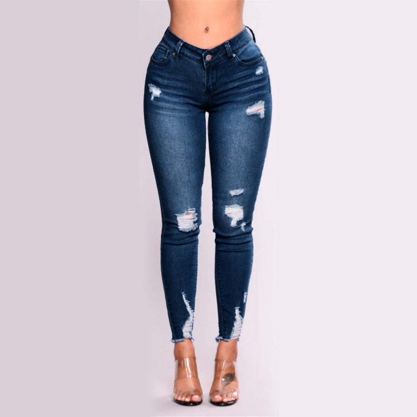 Women&#39;s Butt Lifting Skinny Denim Jeans High Waist Pencil Jean Stretchy Distressed Slim Trousers Destroyed Ripped Jean Oversized