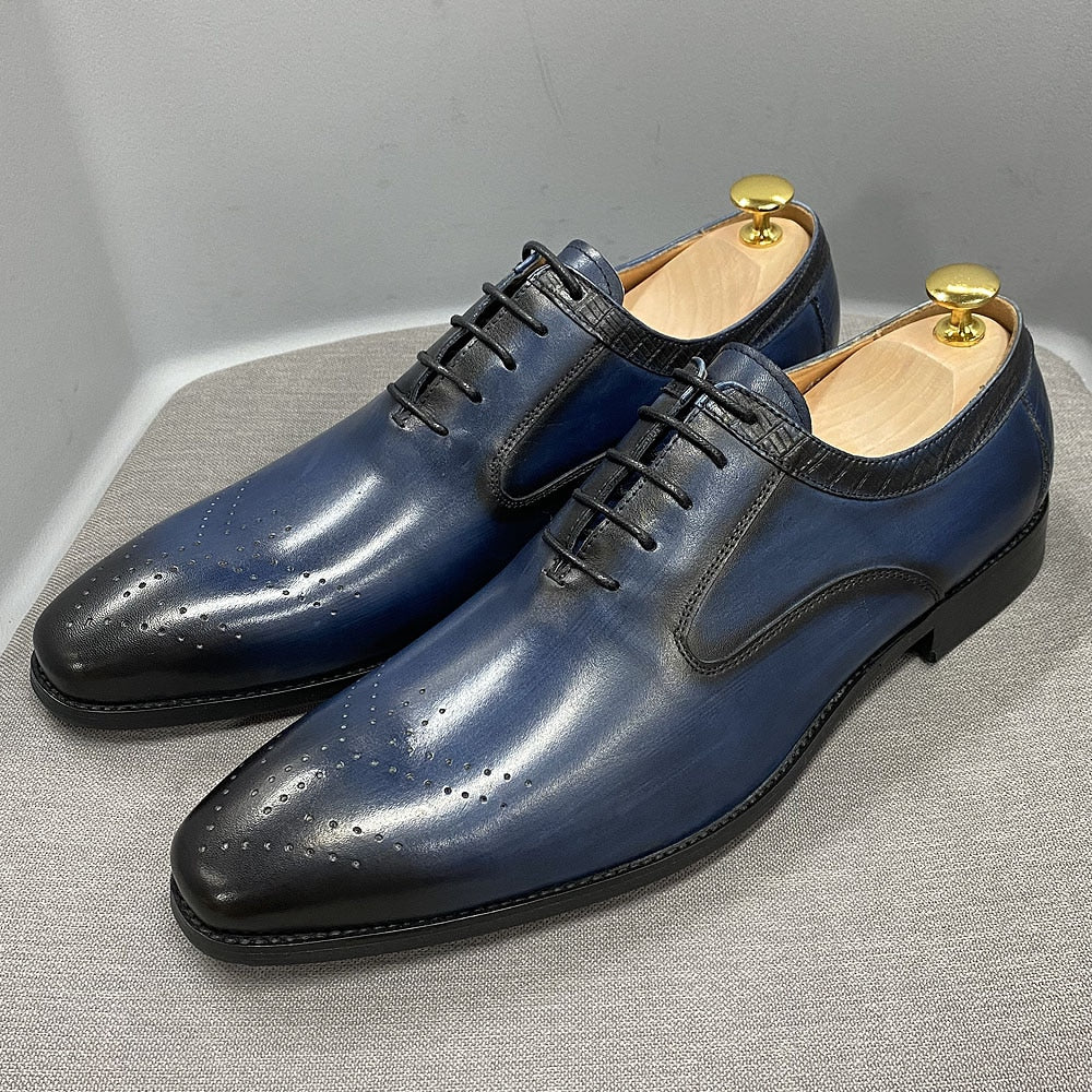 2022 New Genuine Leather Men&#39;s Dress Shoes Handmade