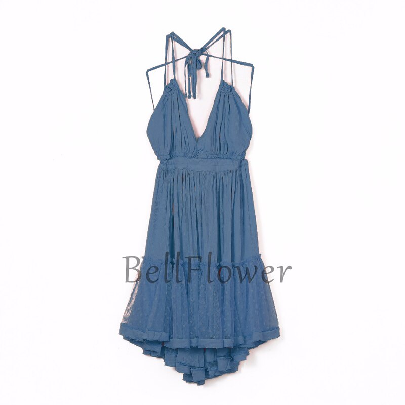 Summer Halter Boho Dress 2022 VERGOODR Women Lace Up Backless Beach Sundress Sexy Ball Gown Hippie Bohemian Tube Dresses Robe